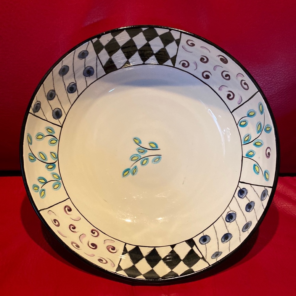 Signed 12’by5’ Beautiful Ceramic Hand Painted Signed Bowl